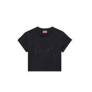 Kenzo Women `Kenzo Signature` Embroidered Cotton Cropped T-Shirt